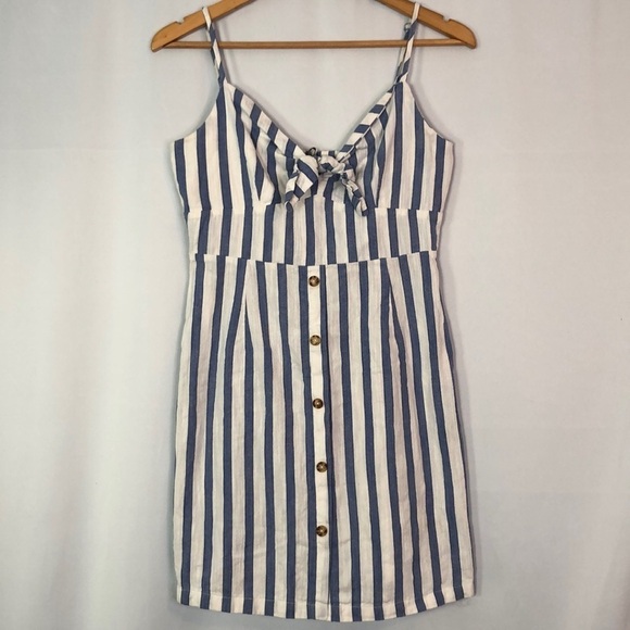 Derek Heart Dresses & Skirts - Derek & Heart Shoulder Strap Blue/White Stripe Mini Dress Size L